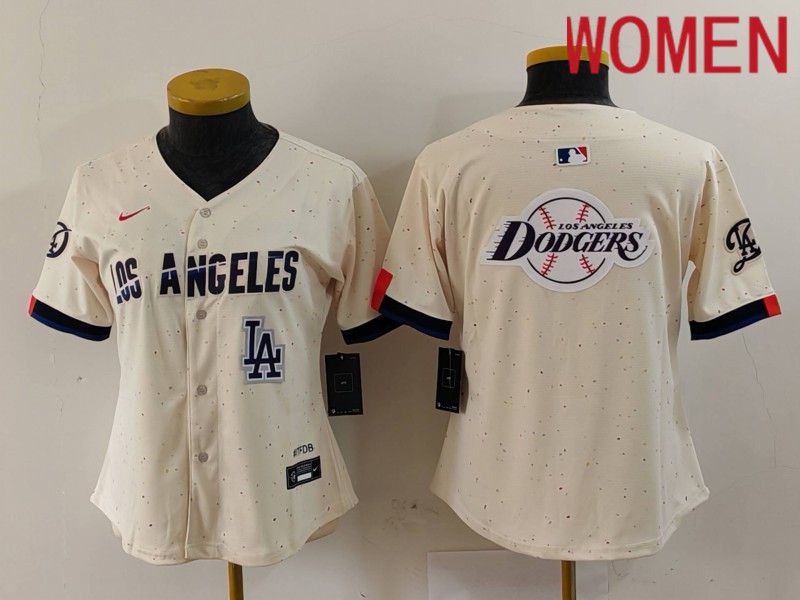 Women Los Angeles Dodgers Blank Cream Fashion Nike Game MLB Jersey style 62912